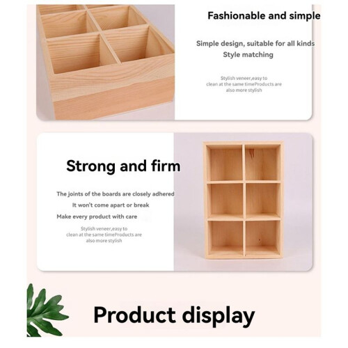 Desktop Wooden Storage Rectangular 6 Grid Box Office and Kindergarten Stationery Storage Grid Multi-Grid Square 6 Grids 1
