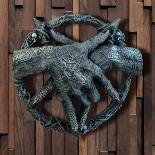 Baphomet Pentagram Claw Statue Ornament Baphomet Hand Free Standing Plaque Devil Hand Sculpture
