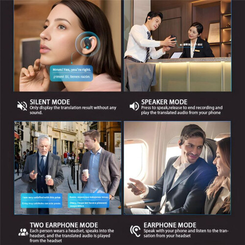 M111  Translator Headset 144-Language AI Translation Earbuds Wireless -Ear Translator Device White 2