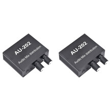 2X AU-202 2 Input 2 Output Stereo Mixer Audio Distributor for Headphone External Power AMP Volume Alone Control