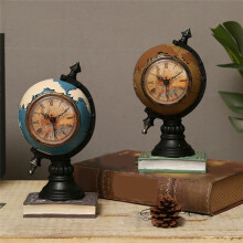 Desk Clock Multi-Functional Savings Jar Retro Resin Globe Shape Personality Clock for Office Bedside Clock Decor