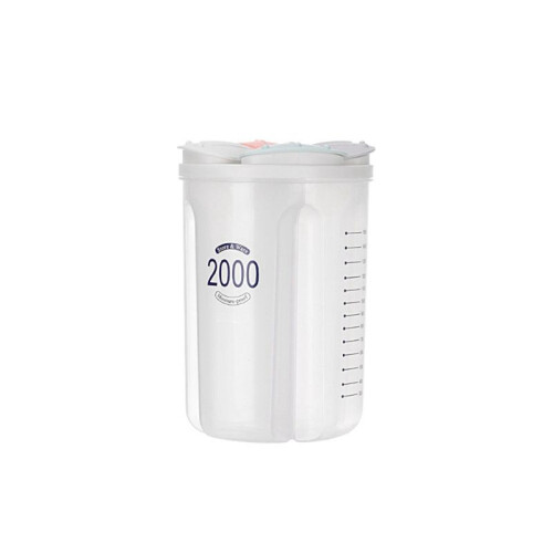 Grains Storage Tank Plastic Compartment Storage Tank Kitchen Sealed Beans Storage Box Four Covered Storage Box 2000Ml