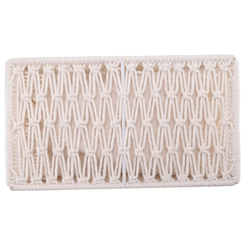 Tissue Box Cover Boho Decor Rectangular Paper Tissue Holder with Bead Buckle Macrame Napkin Tissues Organizer Home Decor 2