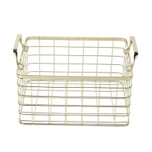 3X Metalen Opbergmand Chique Scandinavisch Handgemaakt Ijzeren Net Tafelplanken Mand Badkleding Cosmetica Opbergmand-Goud