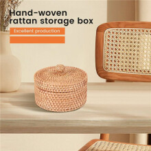 3X Handgewebte Rattan Box Zur Aufbewahrungen Box mit Deckel Weiden Tee Lebensmittel Behälter Picknick Brot Obst Kuchen Korb Küchen Organizer B