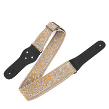 Vintage Embroidered Nylon Leather Guitar Strap Adjustable Wide for Acoustic & Electric Guitars