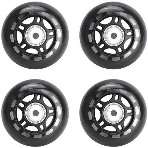 4 Pack Inline Skate Wheels Indoor/Outdoor Replacement Wheel with Bearings 70mm,Black