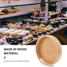 Round Serving Bamboo Wooden Tray for Dinner Trays Tea Bar Breakfast Food Container Handle Storage Tray 1