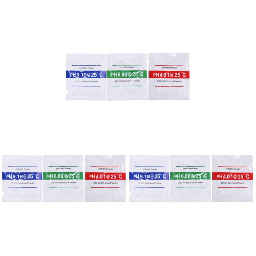 9Pcs PH Calibration Buffer Powder for PH Meters Assorted Color Set 1
