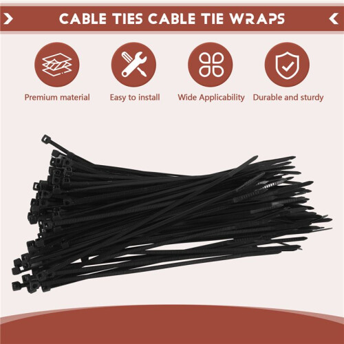 Cable Tie Cable Tie Wraps / Zip Ties Colore: Nero Dimensioni: 140 Mm X 2,5 Mm 100 Pezzi 1