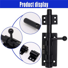 Heavy Duty Slide Bolt Gate with A Padlock, Horizontal Bolt Floor Hardware and Lockable (Black,6 Inch)