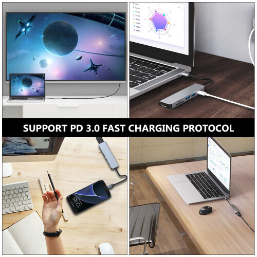 6 Ports Usb Hub Usb Hub Reader Video Adapter Portable Data Hub 2