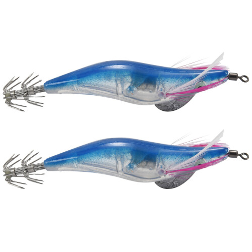 2 Stück Blau Blinkende LED Fischköder Blitzlicht 10 cm Minnow Leucht Squid Jig Garnele Köder Nacht Fischen KöDer