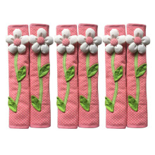 6PCS Pastoral Flower Polka Dot Door / Refrigerator Handle Cover Nevera Door Handle Gloves Decoración para El Hogar Accesorios de Cocina Rosado