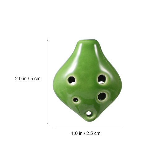 Green Mini 6 Hole Ceramic Ocarina Portable Student Instrument 2