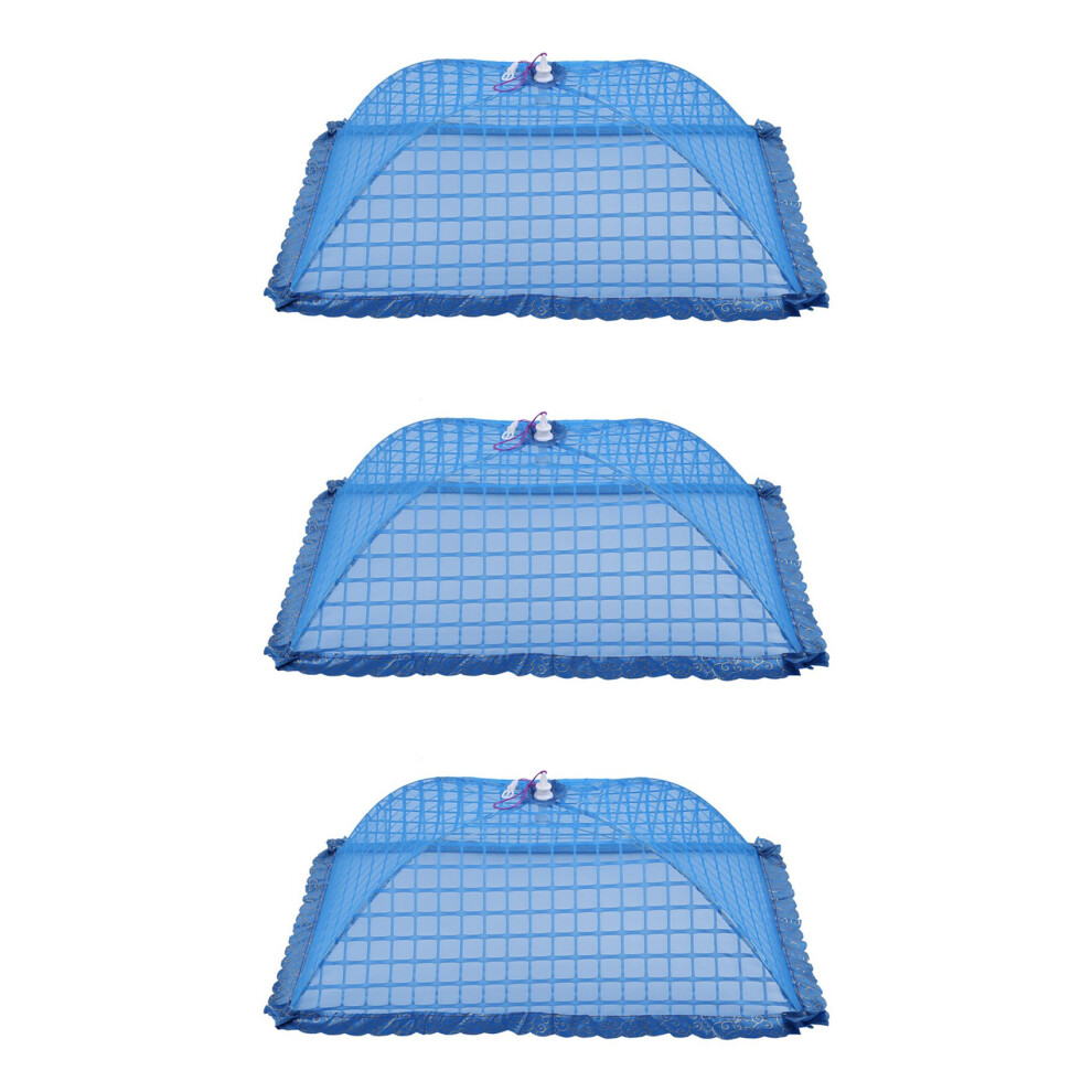Typecat Set Of 3 Square Mesh Screen Umbrella Food Cover Net Tents Reusable And Folding 72X51cm For Picnic/Bbq - Keep Out Flies
