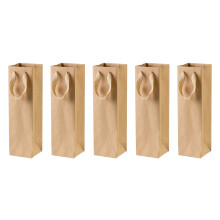 60 Pack Solid Brown Paper Bags with Sturdy Rope - 4Inch X 4Inch X 13.8Inch - Perfect for Wine,Gifts, Retails