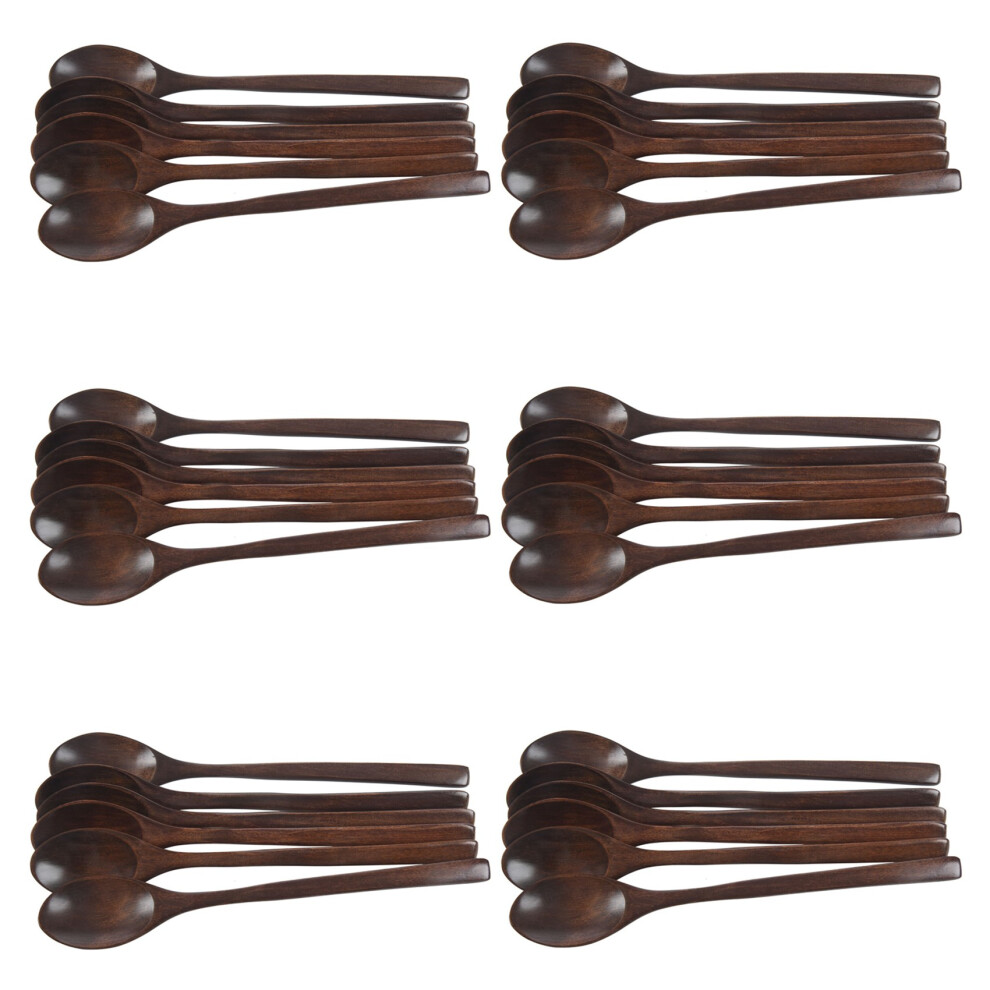 Wooden Spoons, 36 Pieces Wood Soup Spoons For Eating Mixing Stirring Cooking, Long Handle Spoon With Kitchen Utensil Brecantia