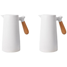 2X 1L Glass Liner Vacuum Flask Hot Water Jug Home Office Insulation Leakproof Hot Water Pot for Coffee Tea Thermal,White