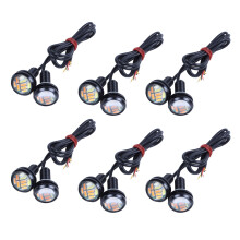 12 Pezzi 12V 23mm Dual Color Switchback 4014 12 LED DRL Eye Daytime Light