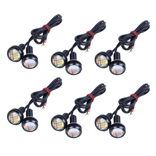 12 Pezzi 12V 23mm Dual Color Switchback 4014 12 LED DRL  Eye Daytime Light