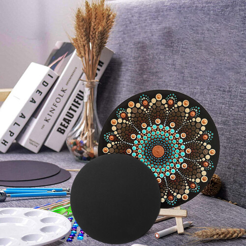 8Pcs Black Mandala Painting Cardboard for DIY Art Projects 1