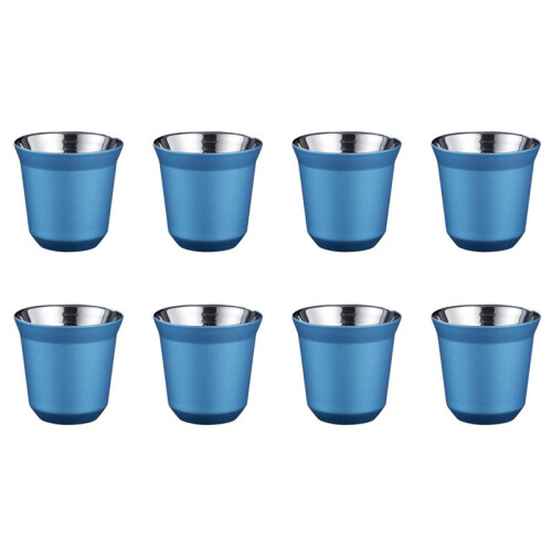 8X 80Ml Double Wall Stainless Steel Espresso Cup Insulation for  Pixie Coffee Cup Capsule Shape Coffee Mugs,C