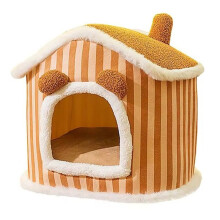 Warm Kattenholhuis in de Vorm van een Hondenhok, Winterwarm Kattennest, Puppyhol, Kattenschuilplaats, Schattige Zachte Winterkattenkennel PetHouse