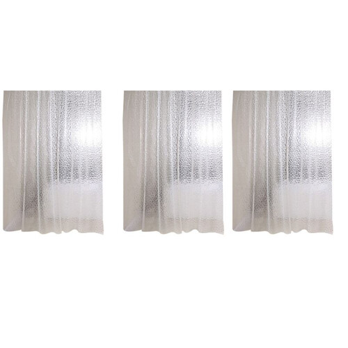 3X Forro de Cortina de Chuveiro EVA Transparente À Prova D'ÁGua 3D ÁGua Quadrada Cortina de Banheiro em 71 Polegadas X 79 Polegadas, 36 Ganchos