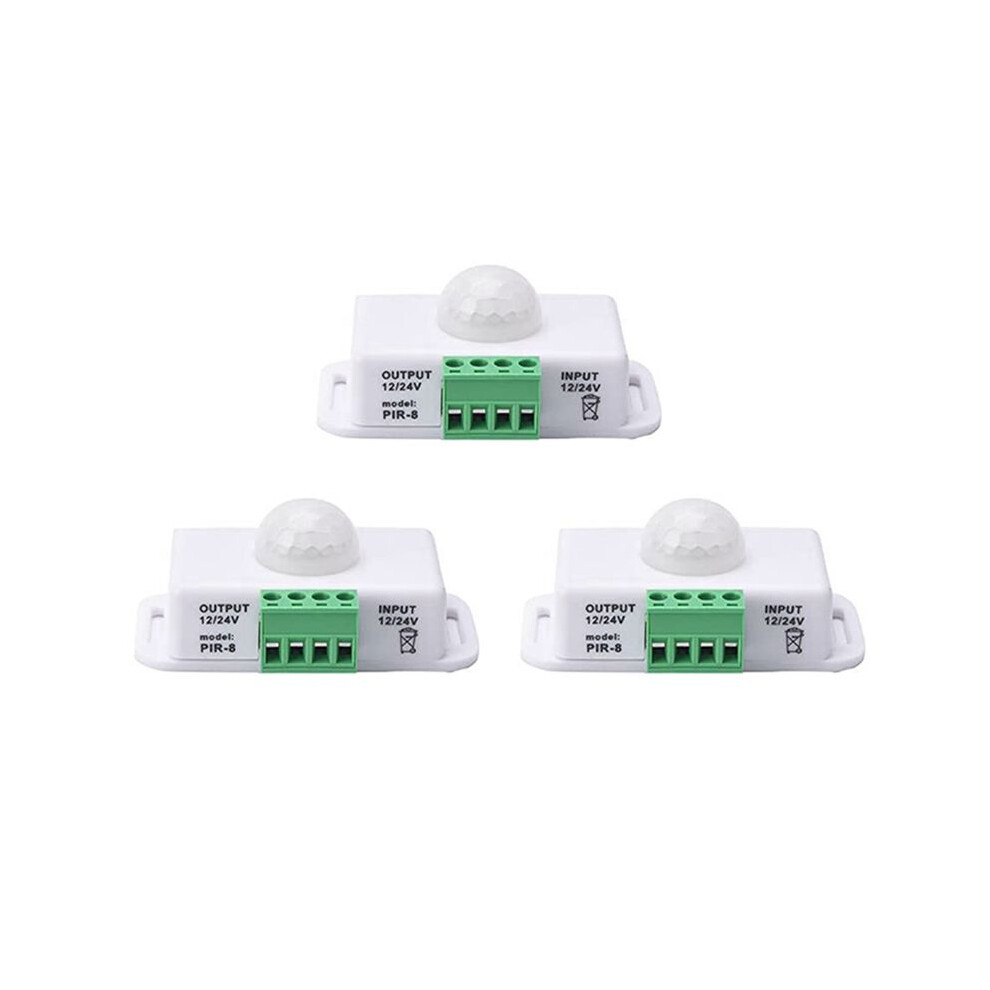 3X Pir Infrared Motion Sensor Detector, 12V-24V Strip Motion Sensor For Cupboard Cabinet Stairs Kitchen Light 4711679296071
