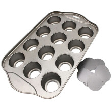 Kitchen 12 Grid Baking Cake Tray Cheesecake Cups Non-Stick Cupcake Baking Pan Kitchen Tools