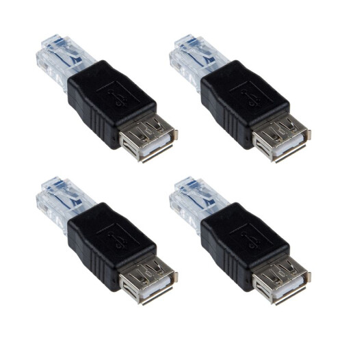4X Adaptador de USB A Hembra A Conector Ethernet RJ45 Macho