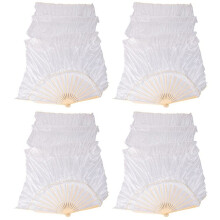 Silk Unisex Chinese Silk Dance Fans 4Pcs Belly Dance Fans White Color 180X90cm