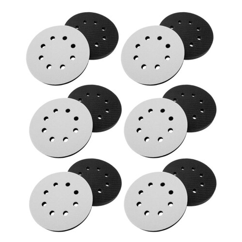12 Peças 5 Polegadas (125 mm) 8 Furos Esponja Macia Interface Interface para Almofadas de Lixa e Discos de Lixa de Gancho e Laço para Polimento de
