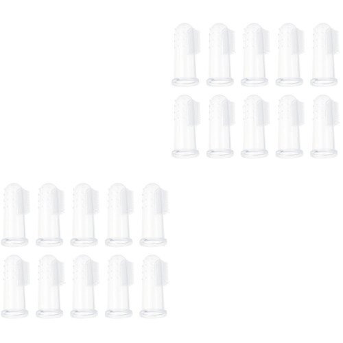 20 Sets Pet Finger Toothbrushes Silicone Pet Toothbrushes White 2