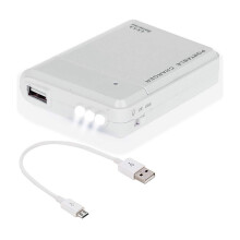 Portable AA Battery Emergency Phone Charger for Acer Liquid Jade with LED Light, Uses 4 AA Batteries, White