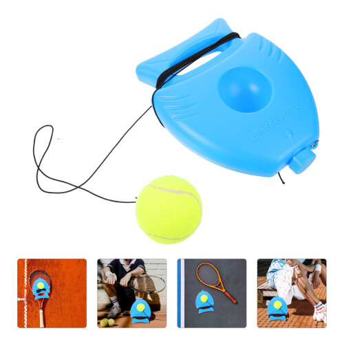 1Set Durable Plastic Tennis Self Training Tool with Sky-Blue Base 1