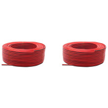 2X Fil 2Pin 100M 22AWG 12V/24V Rallonge Rouge et Noir Cordon D'Alimentation de Barre Lumineuse LED en Cuivre ÉTamé à 2 Fils