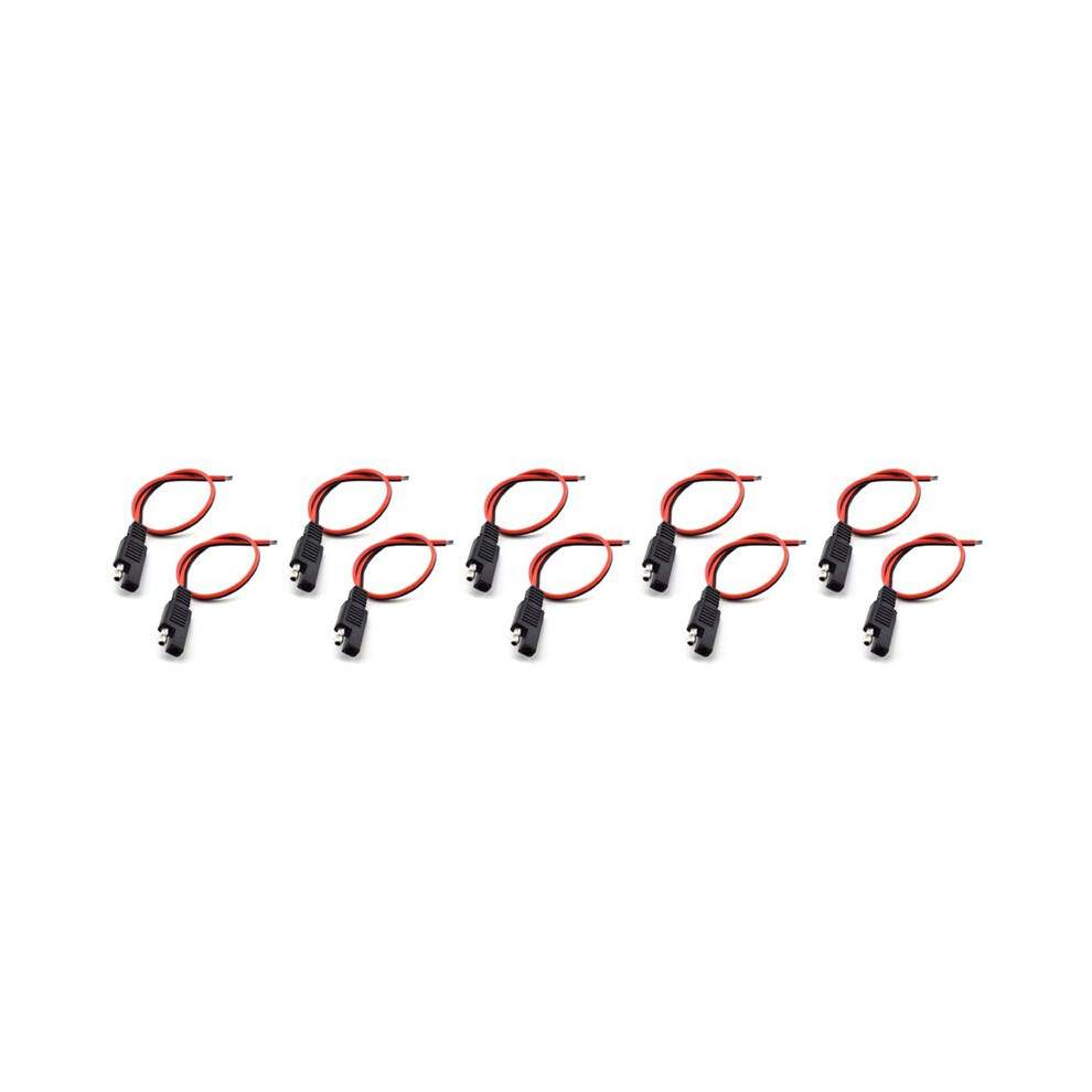 10Pcs 18Awg Sae Extension Cable 2-Pin Sae Quick Connector Disconnect Plug 10A Solar Battery Panel Sae Plug Wire 1Ft/30Cm 6032345706549