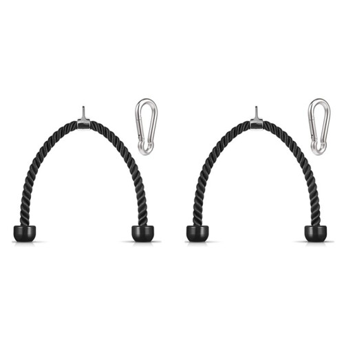2X Corda de Tríceps para Serviço Pesado 36 Polegadas com MosquetãO, Máquina de Cabo de FixaçãO de Fitness Corda Pulldown para Academia em Casa
