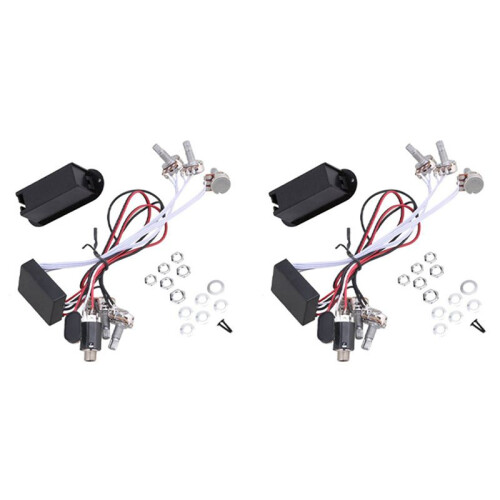 2X Preamp 3 Band Equalizer EQ Harness Guitar Bass Tone Control System for Active Pickup