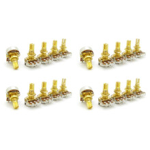 Guitar Potentiometer Audio Volume&Tone Pots  Control A500K Split Shaft Taper Potentiometers Gold Pack of 20