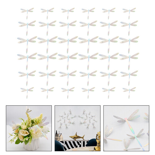 36 Pcs Simulated Dragonfly Wall Stickers Decals Decor Decorative 2