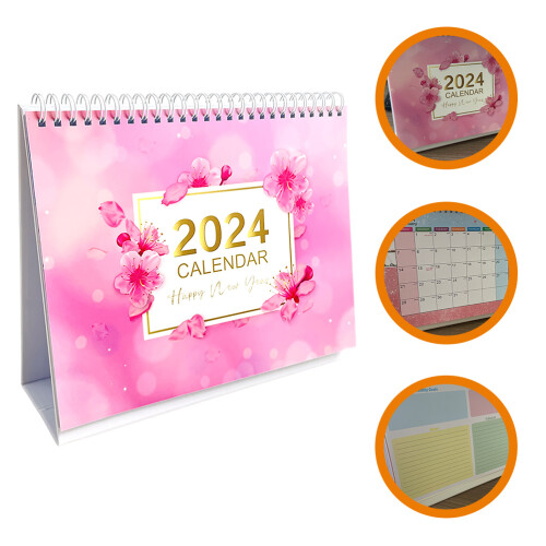 Draagbare Flip Kalender 2024 Roze 2