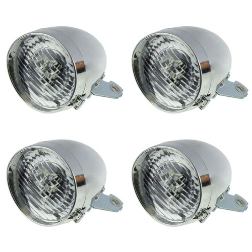 4X Retro Bicycle Bike Accessory Front Light Bracket Vintage 3LED Headlight (Silver)