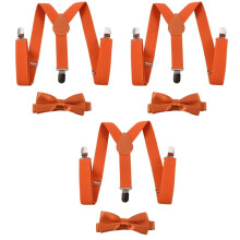 3X Children Kids Boys Girls Clip- Suspenders Elastic Adjustable Braces with Cute Bow Tie Orange