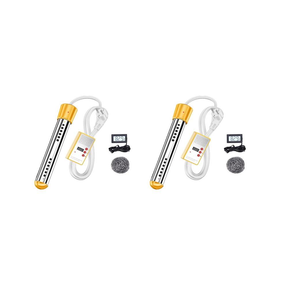 2X Immersion Water Heater, 1500W Electric Submersible Water Heater With Timer, Stainless Steel Guard Cover Eu Plug 6032767110252