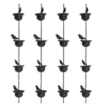 4X Rain Chains for Gutters Mobile Birds Cups Rain Chimes 7.8Ft Rain Chimes with Attached Hanger and Birds