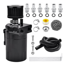 Universal 300ml Oil Can Kit with Air Filter Aluminum Alloy Oil Recovery Intake Can Air Oil Separator Tank Reservoir Kit