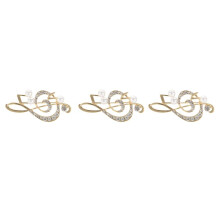 3X Elegant Spilla per Note Musicali Spilla per Spille per Donne Accessori Spilla del Cristallo Dorato Spilli con Strass 5.6Cmx3Cm